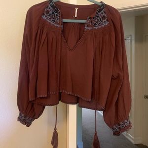 Free People boho crop blouse